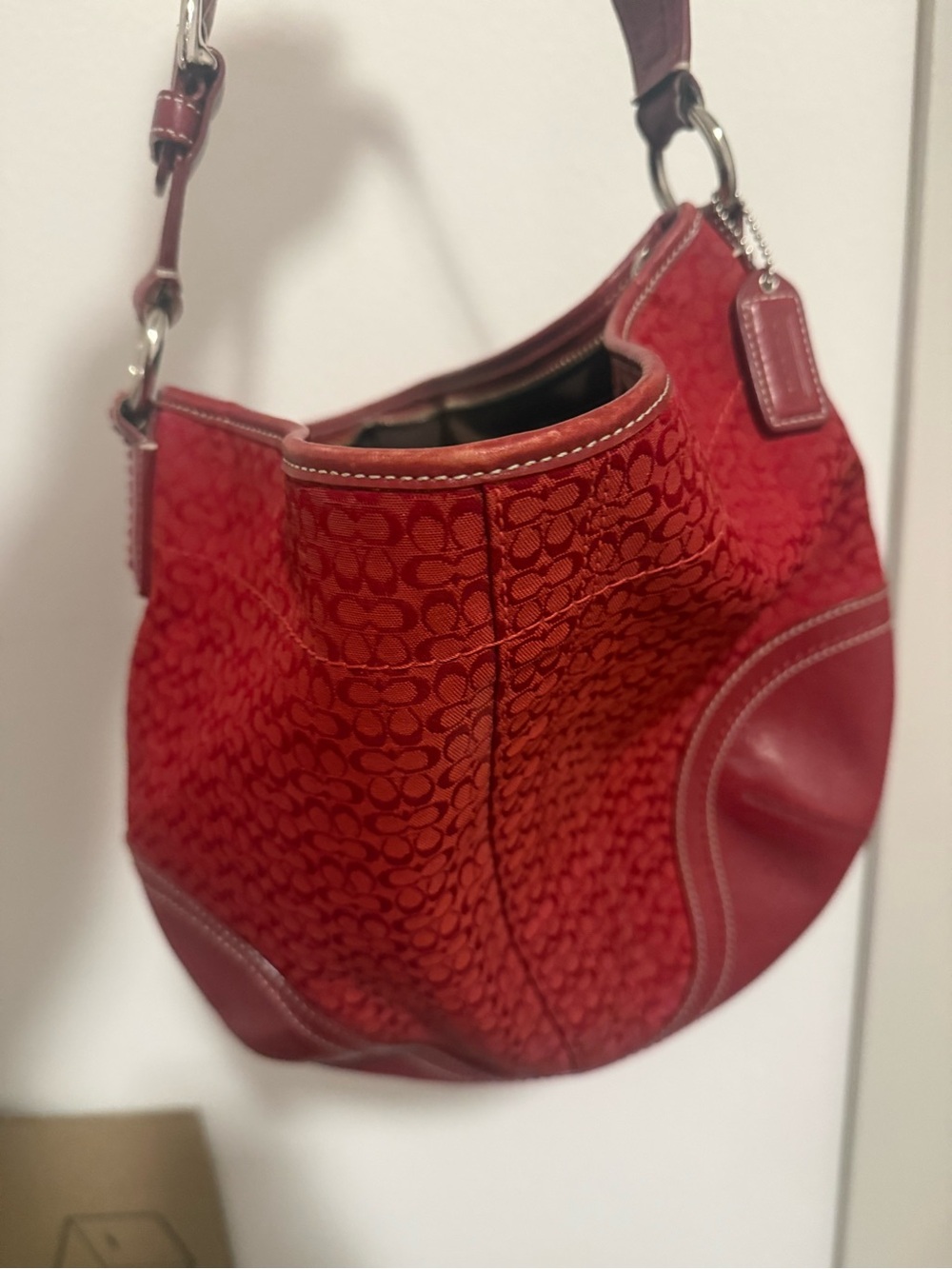 Coach Red Signature C Y2K Hobo Shoulder Bag + Dust Bag